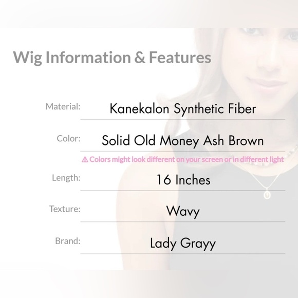 Ash Brown Curled End Synthetic Hair Wig - Picture 3 of 3